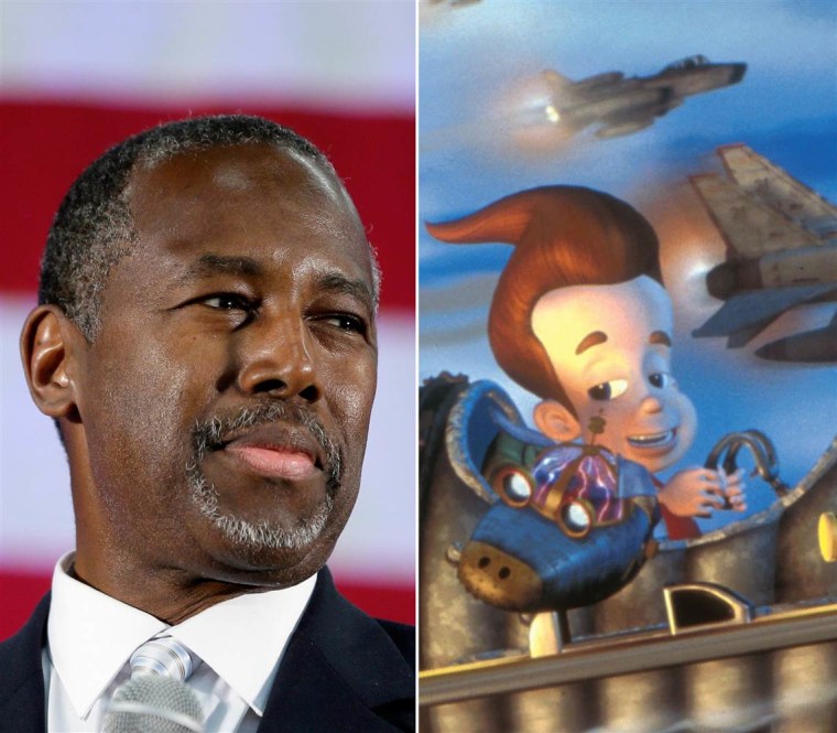 Ben Carson and Jimmy Neutron from television show \"The Adventure's of Jimmy Neutron\" (Carlos Osorio/AP; Paramount Pictures)