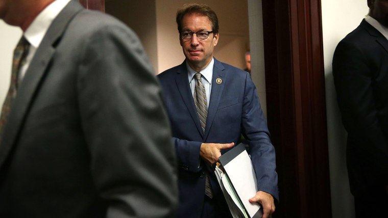 Rep. Peter Roskam (R-IL) (C) leaves after a House Republican Conference meeting Sept. 29, 2015 at the U.S. Capitol in Washington, D.C. (Photo by Alex Wong/Getty)