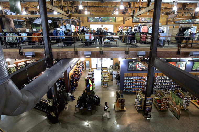 Two floors of merchandise are featured at the flagship Recreational Equipment, Inc. store in Seattle, Wash. (Photo by Elaine Thompson/AP)