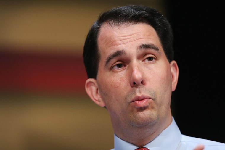Republican presidential candidate Wisconsin Governor Scott Walker fields questions at The Family Leadership Summit at Stephens Auditorium on July 18, 2015 in Ames, Iowa. (Photo by Scott Olson/Getty)