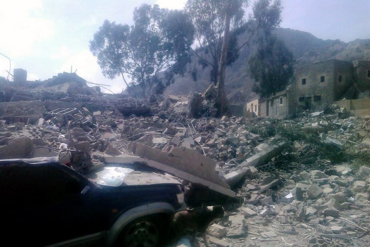 This image taken on Oct. 27, 2015 and released by Médecins Sans Frontières, shows the aftermath of an airstrike on a hospital in Saada province, Yemen. (Photo by Médecins Sans Frontières/AP)