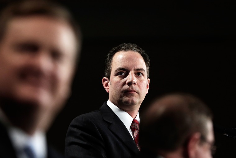 Republican National Committee Chairman Reince Priebus (C) speaks at the annual RNC winter meeting on Jan. 24, 2014 in Washington, D.C. (Photo by Win McNamee/Getty)
