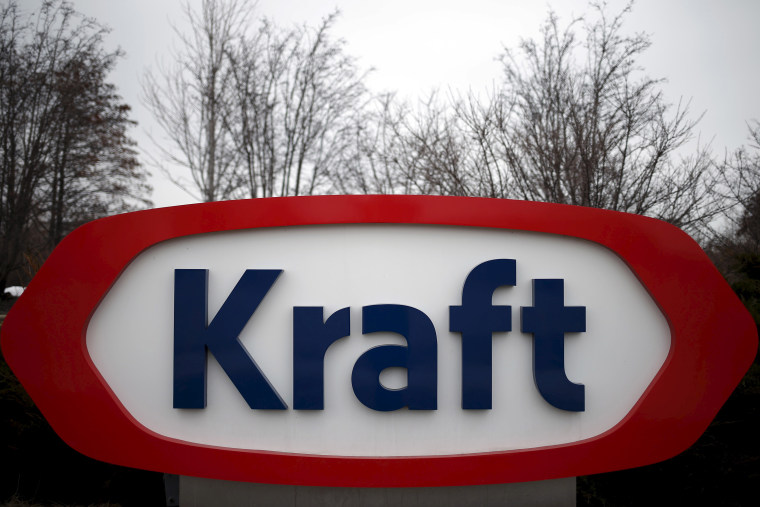 The Kraft logo is pictured outside its headquarters in Northfield, Ill. on March 25, 2015. (Photo by Jim Young/Reuters)