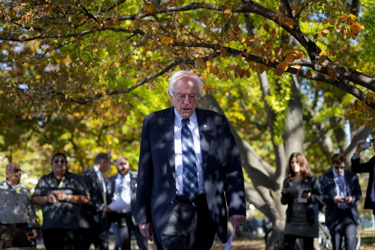 Democratic presidential candidate Sen. Bernie Sanders arrives for a new conference on Capitol Hill in Washington, Nov. 4, 2015, to announce a new climate legislation. (Photo by Pablo Martinez Monsivais/AP)