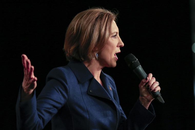Republican presidential candidate Carly Fiorina speaks at the Iowa GOP's Growth and Opportunity Party at the Iowa state fair grounds in Des Moines, Iowa, Oct. 31, 2015. (Photo by Nati Harnik/AP)