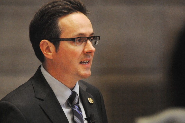 In this May 13, 2011 file photo, Sen. Kurt Schaefer, R-Columbia, speaks to colleagues on the last day of the regular session in Jefferson City, Mo. (Photo by Kelley McCall/AP)