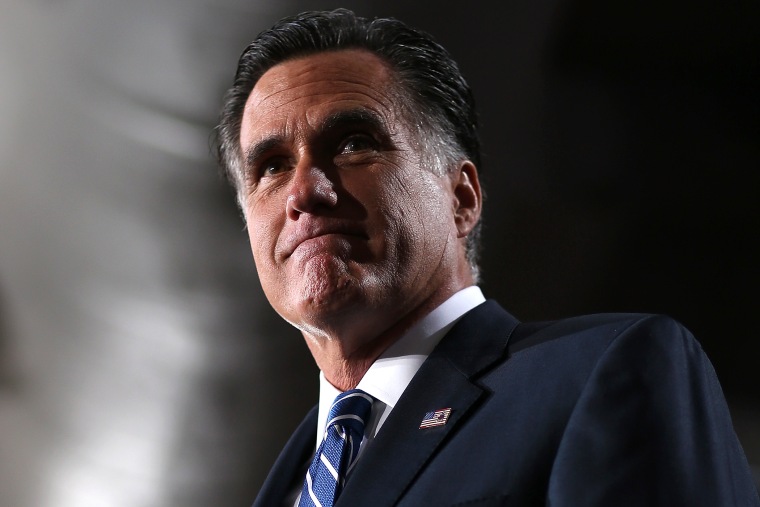 Then Republican presidential candidate Mitt Romney speaks during a campaign rally at the Wisconsin Products Pavilion at State Fair Park on Nov. 2, 2012 in West Allis, Wis. (Photo by Justin Sullivan/Getty)