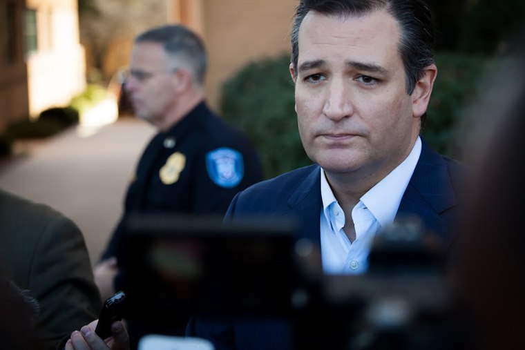 Republican candidate Ted Cruz speaks to reporters at a religious liberty rally in Greenville, S.C., on Nov. 14, 2015. (Photo by Andrew Avrin/MSNBC)