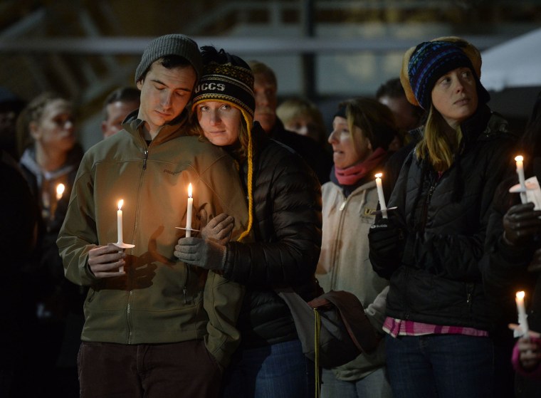 The University of Colorado at Colorado Springs held a vigil, Nov. 28, 2015, for UCCS police officer Garrett Swasey who was shot and killed along with two others at the Colorado Springs Planned Parenthood clinic. (Photo by Andy Cross/The Denver Post/Getty)