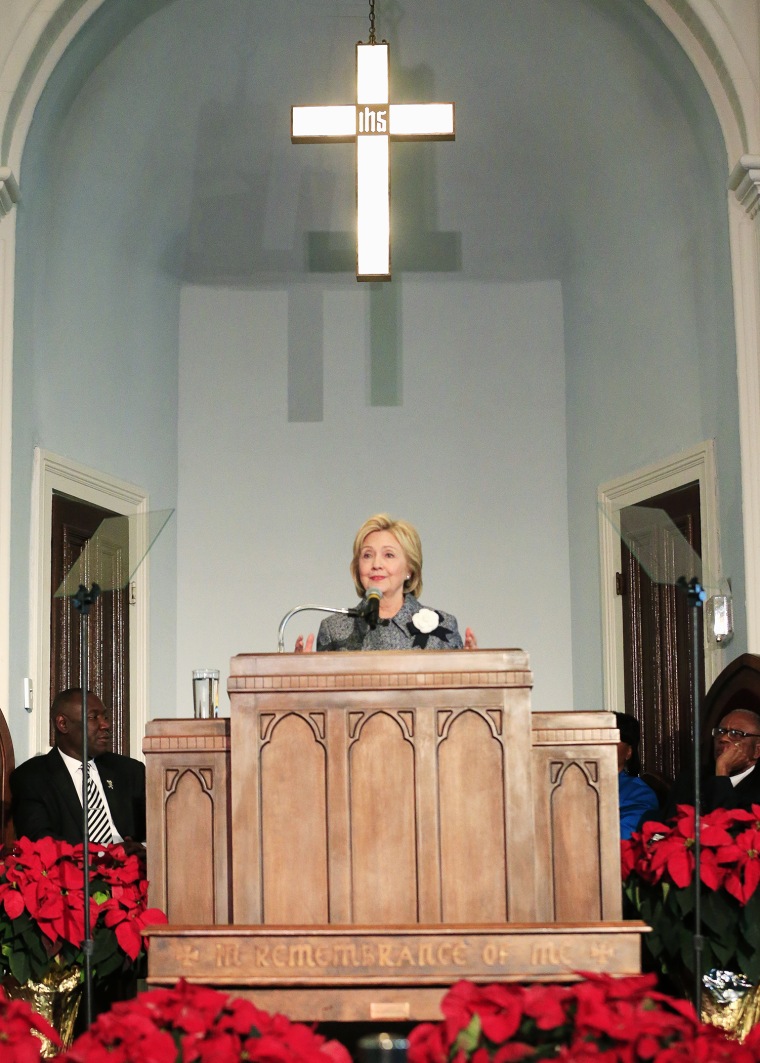 U.S. Democratic presidential candidate Hillary Clinton speaks during the National Bar Association's 60th anniversary of the Montgomery Bus Boycott at the Dexter Avenue Baptist Church in Montgomery, Ala., Dec. 1, 2015. (Photo by Marvin Gentry/Reuters)