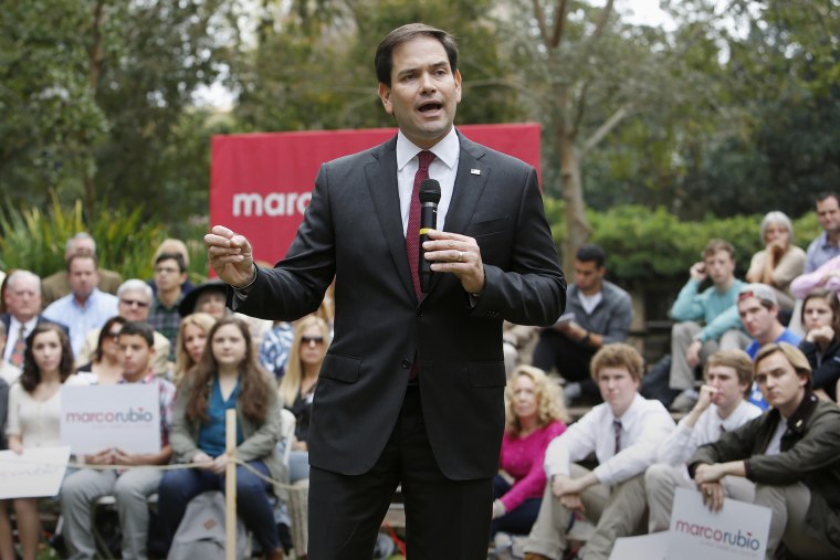 Republican presidential candidate Sen. Marco Rubio, R-Fla. speaks at the College of Charleston's \"Bully Pulpit\" speaking series on the College of Charleston's campus in S.C., Dec. 1, 2015. (Photo by Mic Smith/AP)