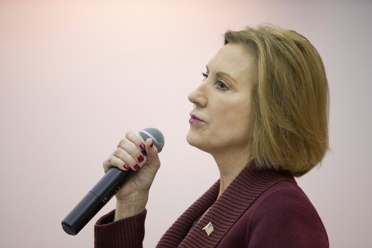Republican presidential candidate Carly Fiorina speaks to guests at a barbecue hosted by Jeff Kauffman, chairman of the Republican party of Iowa, on Nov. 22, 2015 in Wilton, Iowa. (Photo by Scott Olson/Getty)