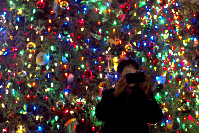 A woman takes a selfie in front of the U.S. Capitol Christmas Tree after the lighting ceremony on Capitol Hill in Washington Dec. 2, 2015. (Photo by Joshua Roberts/Reuters)