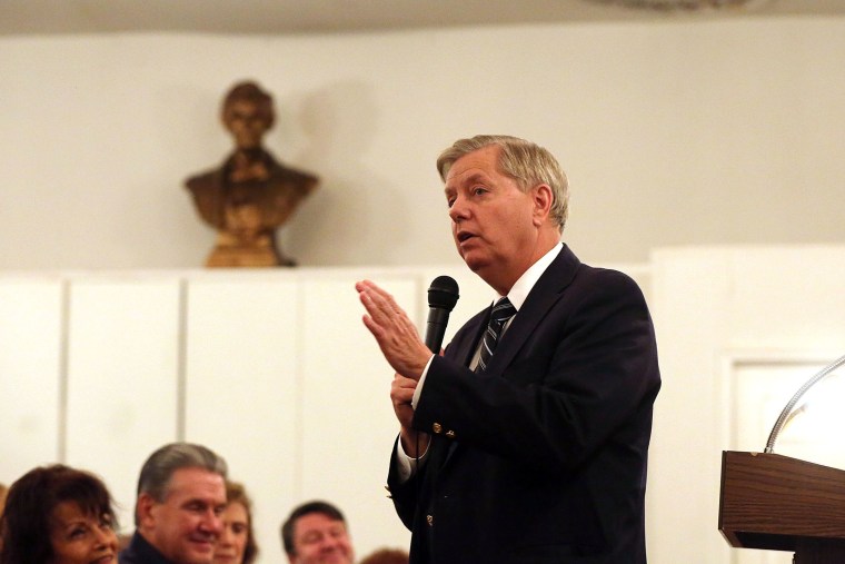 Republican Presidential Candidate Lindsey Graham speaks about the threat America faces from radical islamic movements at the Metropolitan Republican Club on Nov. 19, 2015 in New York City. (Photo by Spencer Platt/Getty)