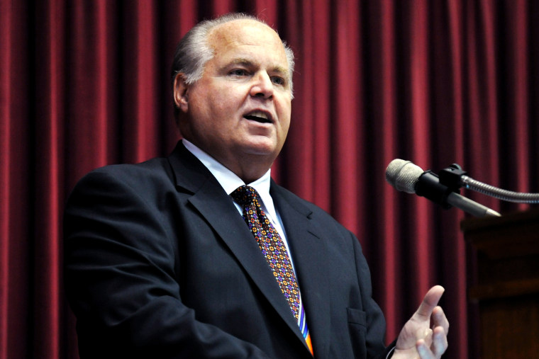 Conservative commentator Rush Limbaugh speaks in Jefferson City, Mo. (Photo by Julie Smith/AP)