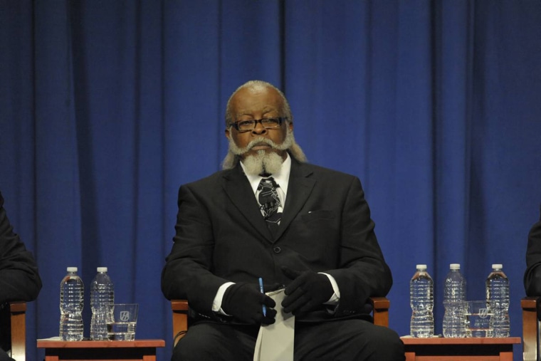 Jimmy McMillan of the Rent is 2 Damn High Party, running for New York State Governor, speaks during the gubernatorial debate at Hofstra University Oct. 18, 2010 in Hempstead, N.Y. (Photo by Audrey C. Tiernan/Getty)