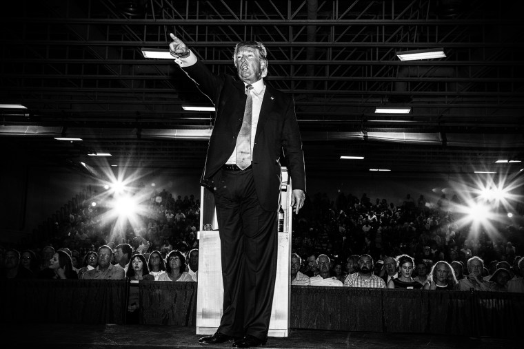 Republican presidential candidate Donald Trump gestures during a town hall event in Rochester, N.H., Sept. 17, 2015. (Photo by Mark Peterson/Redux for MSNBC)