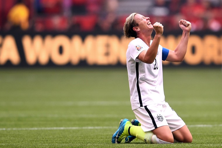 Abby Wambach #20 of the United States celebrates the 5-2 victory against Japan in the FIFA Women's World Cup Canada 2015 Final at BC Place Stadium on July 5, 2015 in Vancouver, Canada. (Photo by Dennis Grombkowski/Getty)