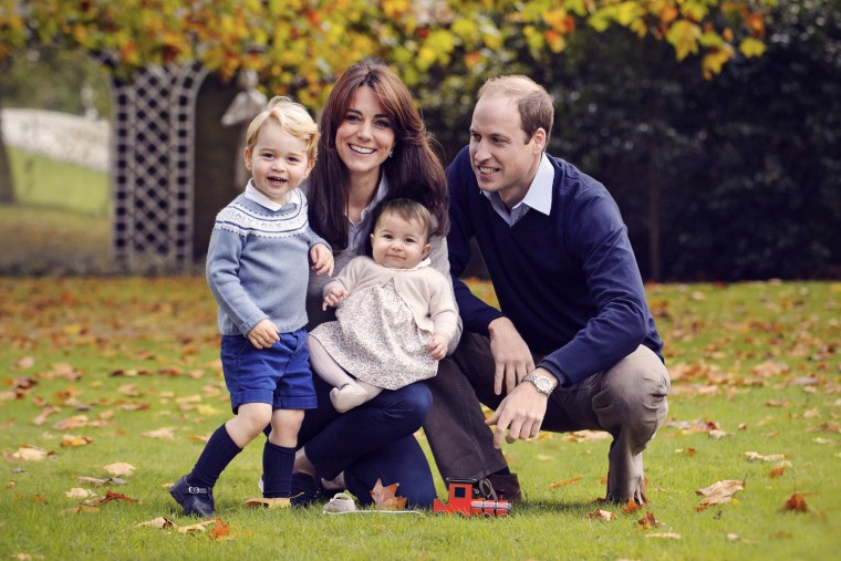 The Duke and Duchess of Cambridge with their two children, Prince George and Princess Charlotte, in a photograph taken late Oct. 2015 at Kensington Palace in London. (Photo by Chris Jelf/AP)