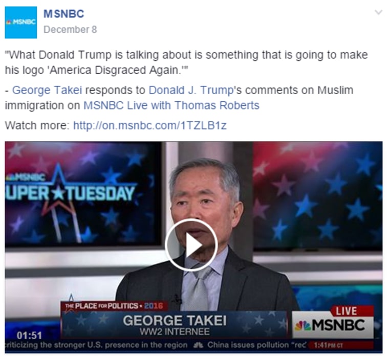 \"What Donald Trump is talking about is something that is going to make his logo 'America Disgraced Again.'\" - George Takei responds to Donald J. Trump's comments on Muslim immigration on MSNBC Live with Thomas Roberts