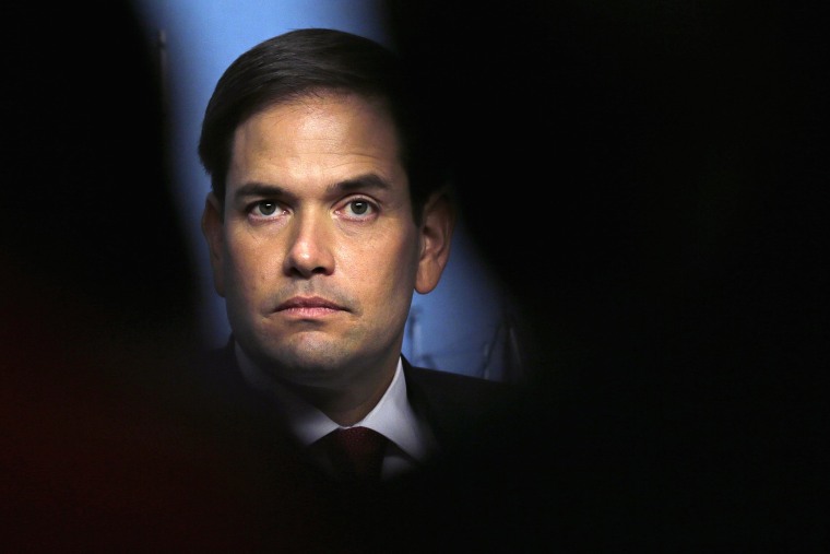 Republican presidential candidate Sen. Marco Rubio, R-Fla. listens to questions during a campaign event at St. Anslem College in Manchester, N.H., Nov. 4, 2015. (Photo by Charles Krupa/AP)