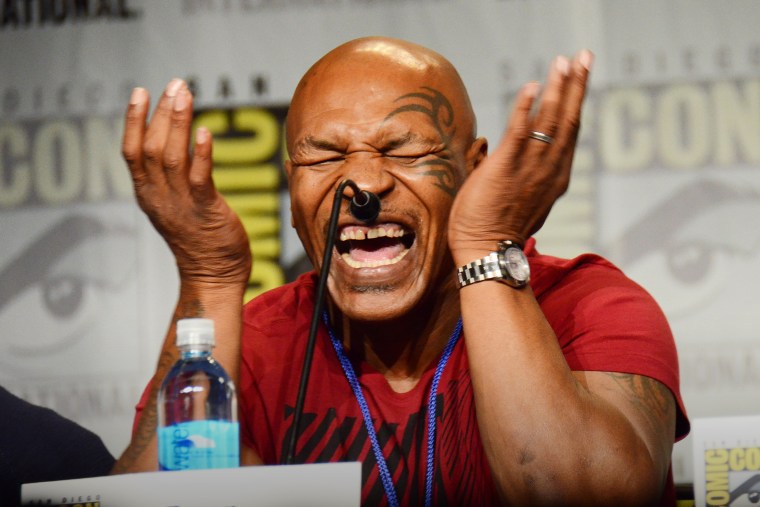 Mike Tyson reacts as he speaks on a panel at Comic-Con International, July 10, 2015, in San Diego, Calif. (Photo by Tonya Wise/AP)