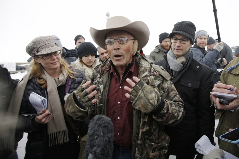 LaVoy Finicum, a rancher from Arizona, who is part of the militia occupying the Malheur National Wildlife Refuge, speaks with reporters, Jan. 5, 2016, near Burns, Ore. (Photo by Rick Bowmer/AP)