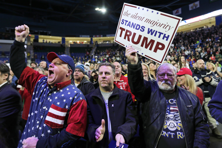 Supporters cheer Donald Trump's arrival at a campaign stop at the Tsongas Center in Lowell, Mass., Jan. 4, 2016. (Photo by Charles Krupa/AP)