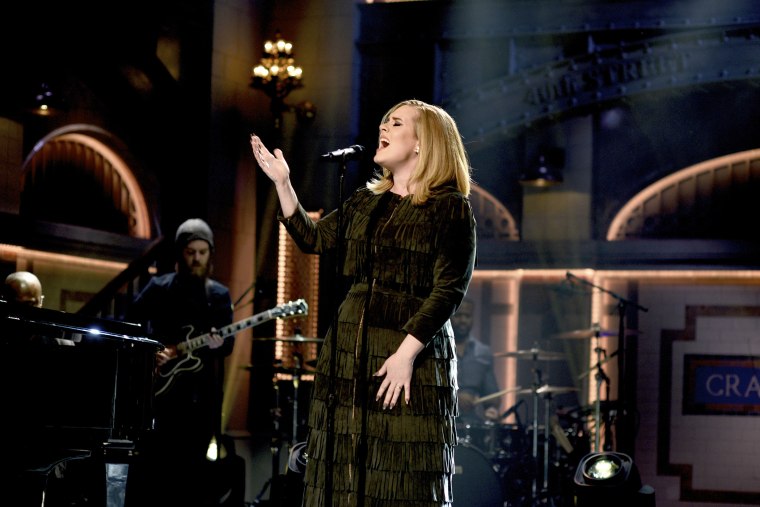 Musical guest Adele performs on Saturday Night Live on Nov. 21, 2015. (Photo by Dana Edelson/NBC/NBCU Photo Bank/Getty)