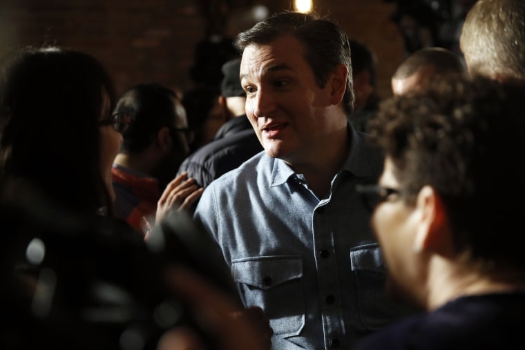 Republican presidential candidate Sen. Ted Cruz, R-Texas, meets with attendees during a campaign stop, Jan. 17, 2016, in Milford, N.H. (Photo by Matt Rourke/AP)