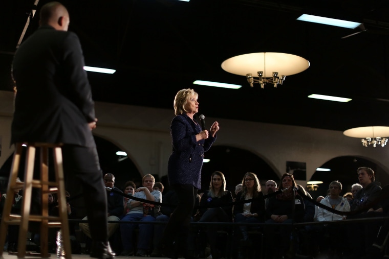 Democratic presidential candidate Hillary Clinton speaks during a campaign stop at the Electric Park Ballroom on Jan. 11, 2016 in Waterloo, Iowa. (Photo by Joe Raedle/Getty)