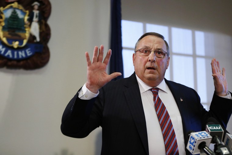 Gov. Paul LePage speaks at a news conference at the State House, Jan. 8, 2016, in Augusta, Maine. (Photo by Robert F. Bukaty/AP)