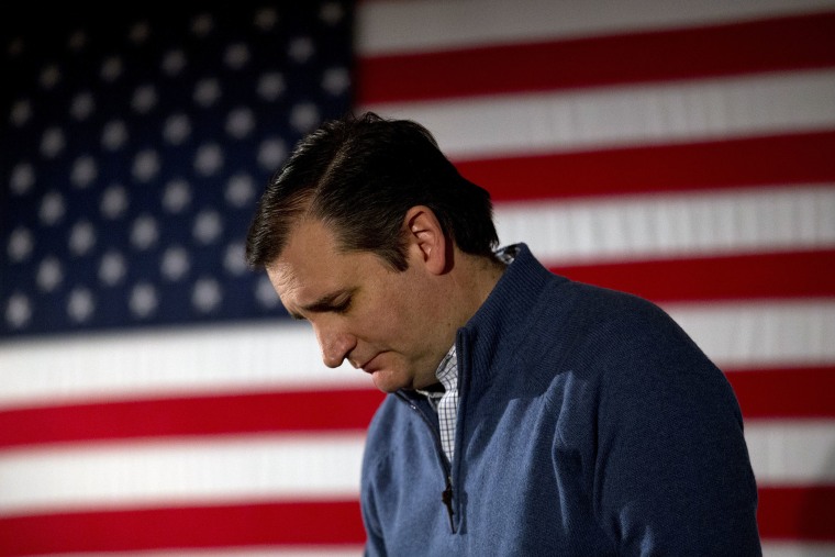Republican presidential candidate, Sen. Ted Cruz, R-Texas, looks downward while listening to a question from the crowd at a campaign event at Bridge View Center, Jan. 26, 2016, in Ottumwa, Ia. (Photo by Jae C. Hong/AP)