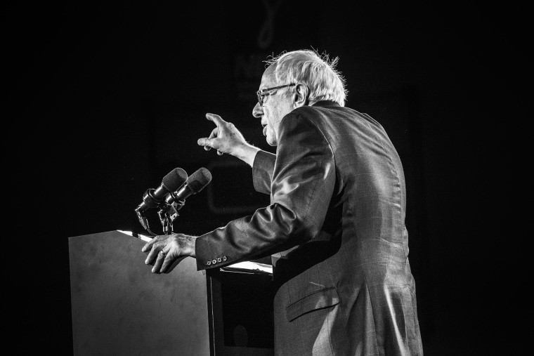 Senator Bernie Sanders speaks at a rally in Iowa City, Ia., Jan. 30, 2016. (Photo by Mark Peterson/Redux for MSNBC)