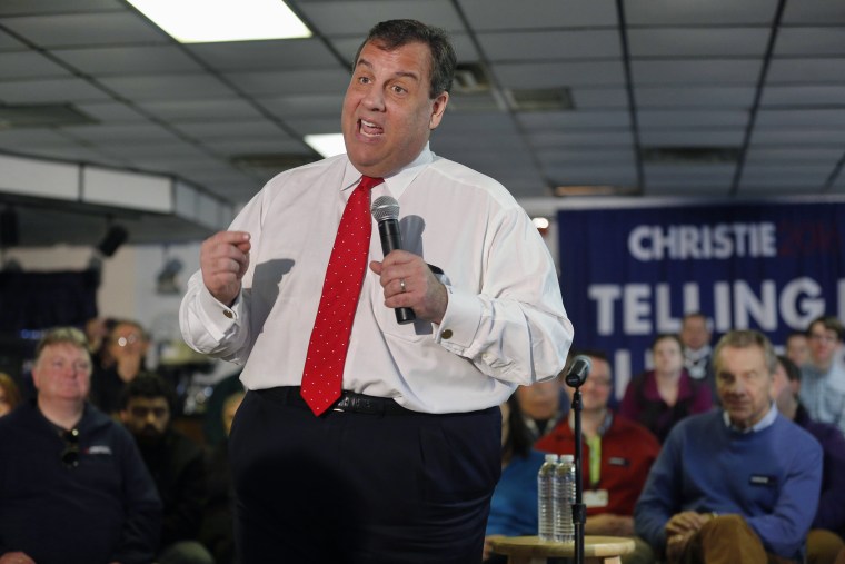 Republican presidential candidate, N.J. Gov. Chris Christie speaks during a town hall campaign stop at the American Legion on Feb. 2, 2016, in Epping, N.H. (Photo by Jim Cole/AP)
