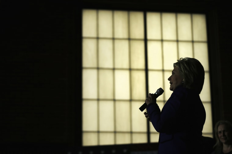 Democratic presidential candidate Hillary Clinton speaks during a capping stop, Feb. 5, 2016, in Manchester, N.H. (Photo by Matt Rourke/AP)
