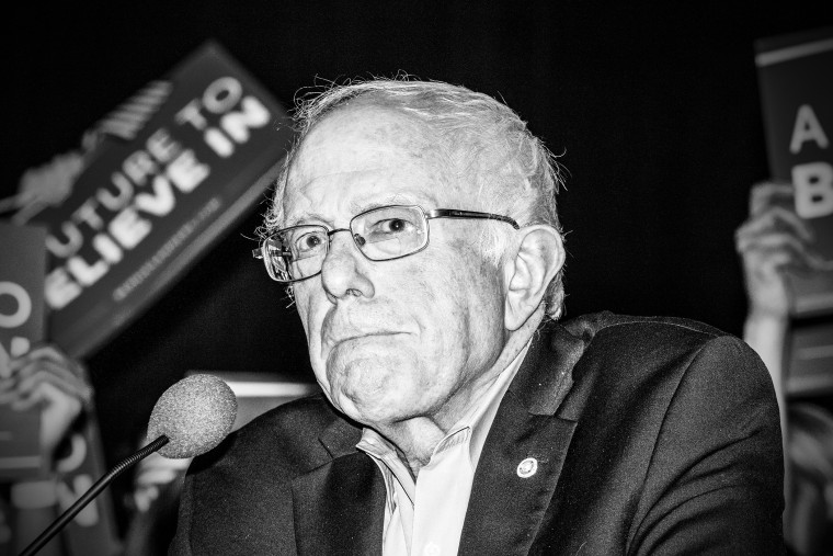 Sen. Bernie Sanders holds a rally in Derry, N.H. on Feb. 8, 2016. (Photo by Mark Peterson/Redux for MSNBC)