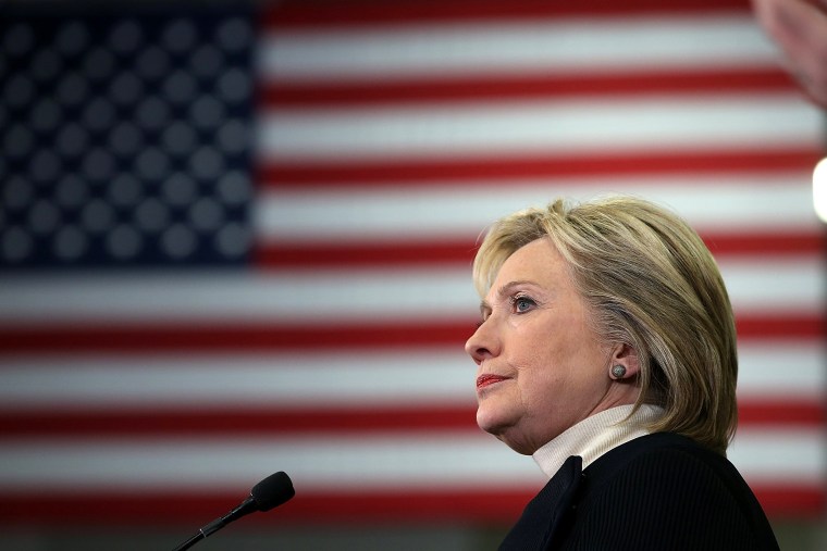 Democratic presidential candidate, former Secretary of State Hillary Clinton speaks at her primary night gathering at Southern New Hampshire University on February 9, 2016 in Hooksett, N.H. (Photo by Justin Sullivan/Getty)