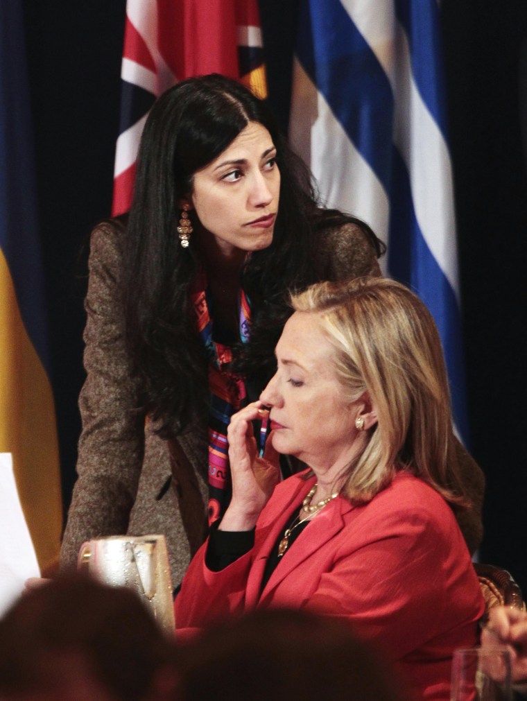 Huma Abedin, deputy chief of staff and aide to Secretary of State Hillary Rodham Clinton, is seen during the Open Government Partnership meeting in New York, Sept., 20, 2011. (Photo by Pablo Martinez Monsivais/AP)