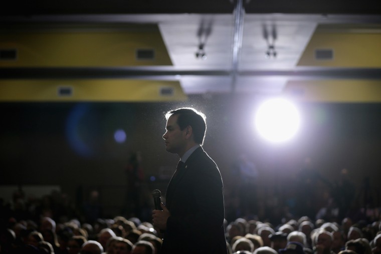 Republican presidential candidate Sen. Marco Rubio speaks a campaign town hall meeting at the Crown Reef Beach Resort, Feb. 11, 2016 in Myrtle Beach, S.C. (Photo by Chip Somodevilla/Getty)