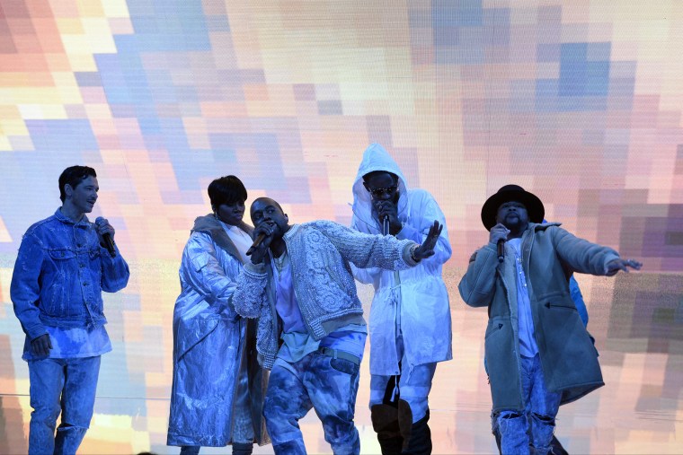 Kanye West performs on Saturday Night Live, Feb. 13, 2016. (Photo by Dana Edelson/NBC/NBCU Photo Bank/Getty)
