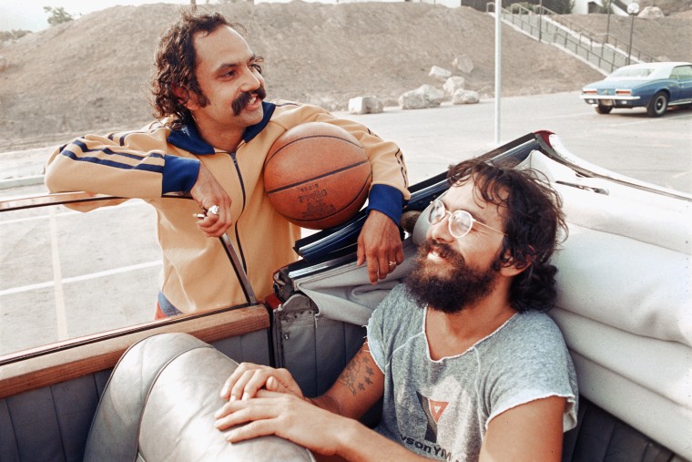 Comedians Cheech Marin and Tommy Chong pose for a portrait on Jan. 12, 1974 in Los Angeles, Calif. (Photo by Ed Caraeff/Getty)