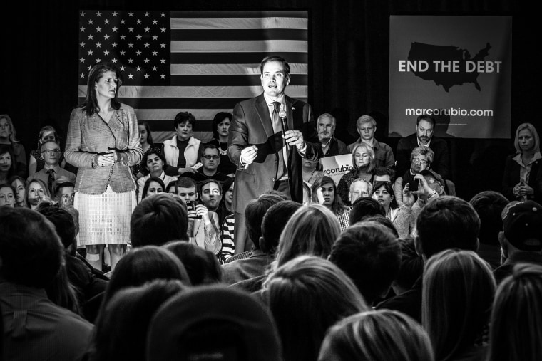 Marco Rubio at a rally in Columbia, S.C. on Feb. 19, 2016. (Photo by Mark Peterson/Redux for MSNBC)
