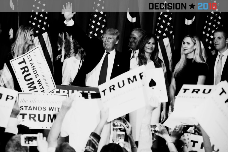 Republican presidential candidate Donald Trump celebrates his victory in the S.C. primary on Feb. 20, 2016. (Photo by Mark Peterson/Redux for MSNBC)