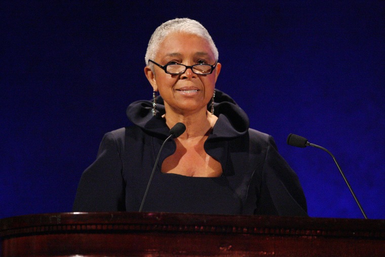 Dr. Camille Cosby speaks on stage at an event on March 3, 2008 in New York, N.Y. (Photo by Bryan Bedder/Getty for the Jackie Robinson Foundation)