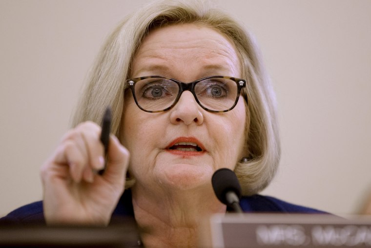 In this April 2, 2014 file photo, Senate Consumer Protection subcommittee Chair Sen. Claire McCaskill, D-Mo., asks questions during hearings in Washington. (Photo by Pablo Martinez Monsivais/AP)
