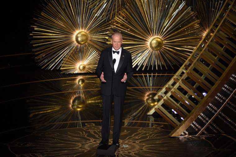 Vice President Joe Biden speaks on stage at the 88th Oscars on Feb. 28, 2016 in Hollywood, Calif. (Photo by Mark Ralston/AFP/Getty)