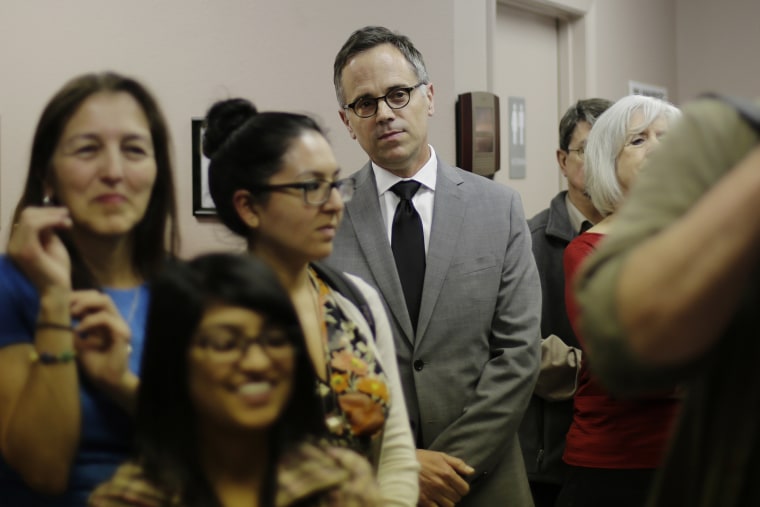 Planned Parenthood South Texas CEO Jeffrey Hons attends a gathering at Whole Woman's Health of San Antonio, Texas, Feb. 9, 2016. (Photo by Eric Gay/AP)