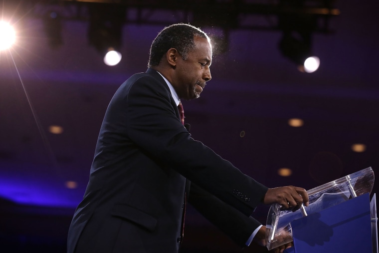 Ben Carson announces his retirement from the presidential race during CPAC 2016 March 4, 2016 in National Harbor, Md. (Photo by Alex Wong/Getty)