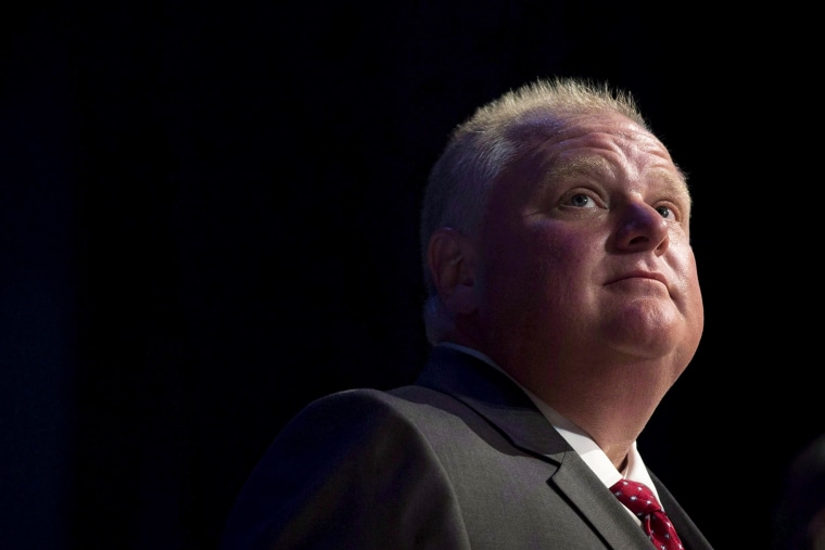 Toronto Mayor Rob Ford pauses while participating in a mayoral debate in Toronto, July 15, 2014. (Photo by Darren Calabrese/AP)